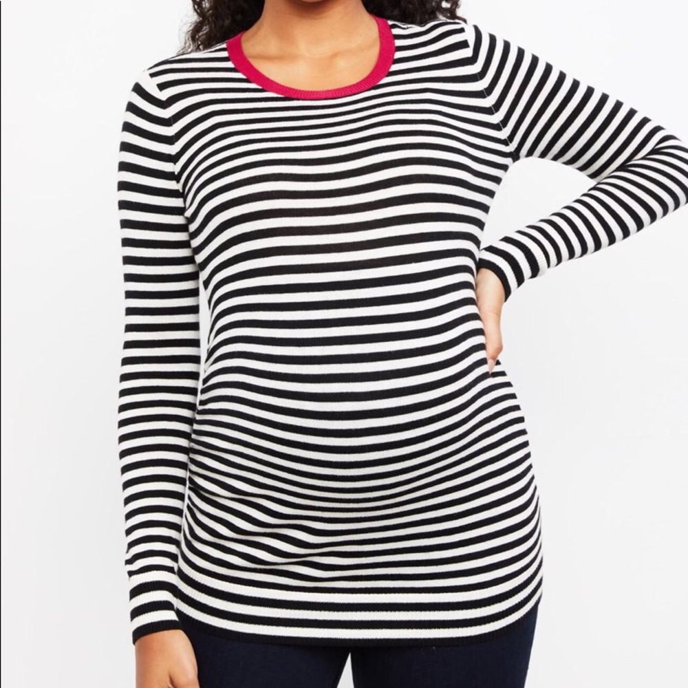 Motherhood Crew Neck Maternity Sweater Striped